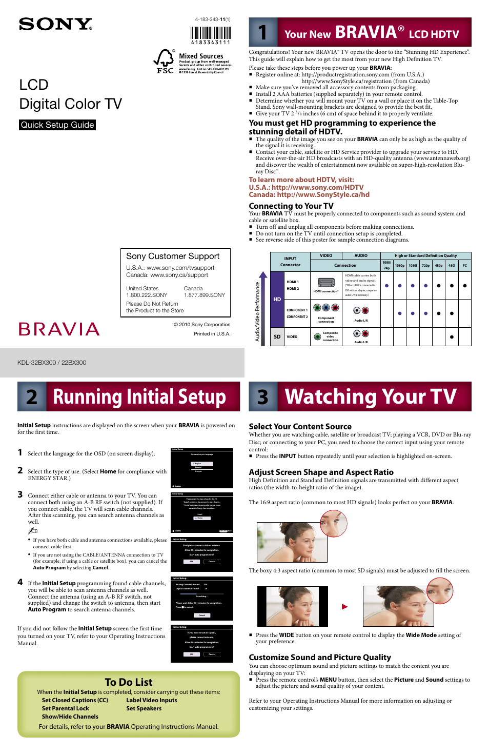 Sony KDL-22BX300 User Manual | 2 pages