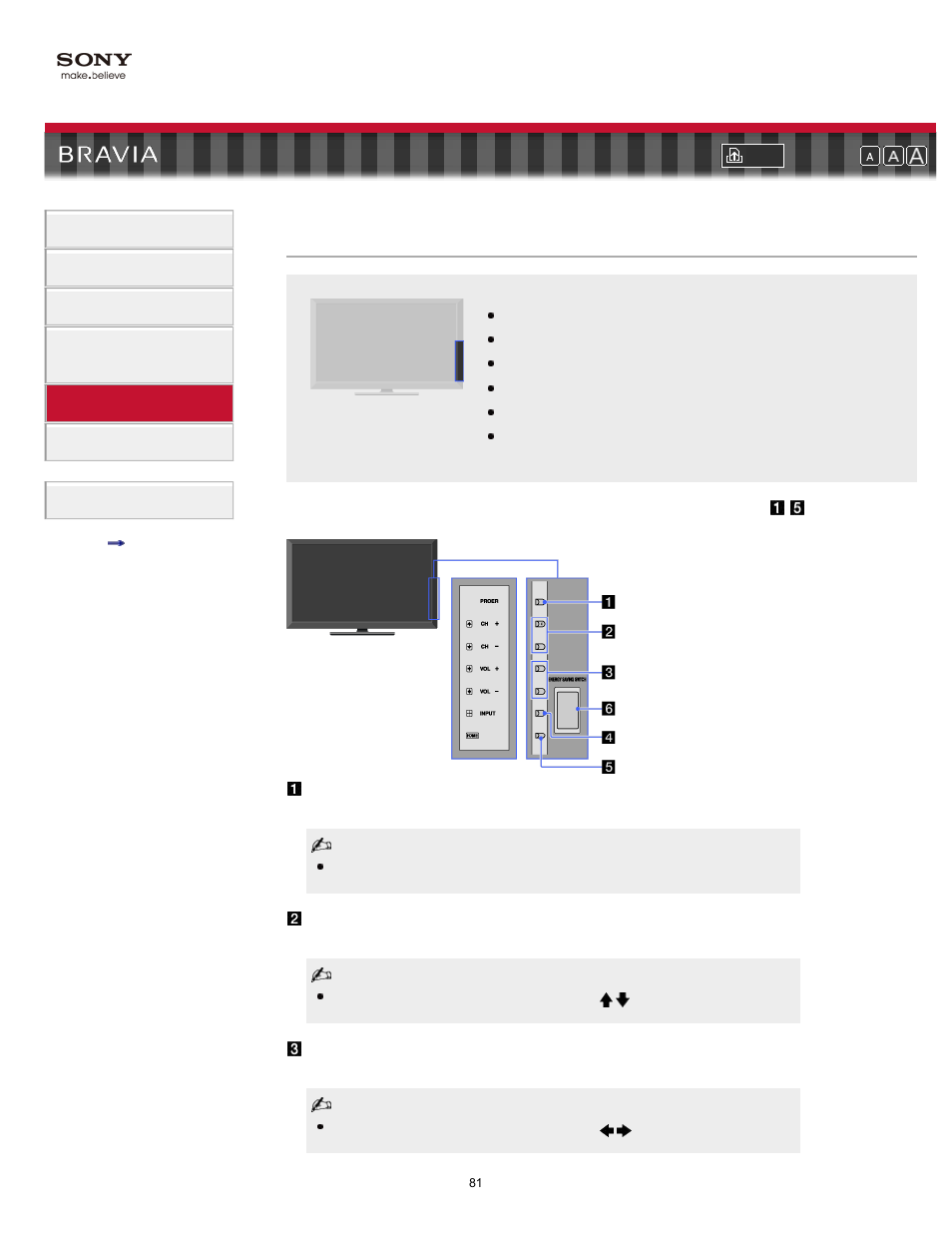 Right, Tv controls and indicators (right part) | Sony KDL-60NX800 User Manual | Page 81 / 144