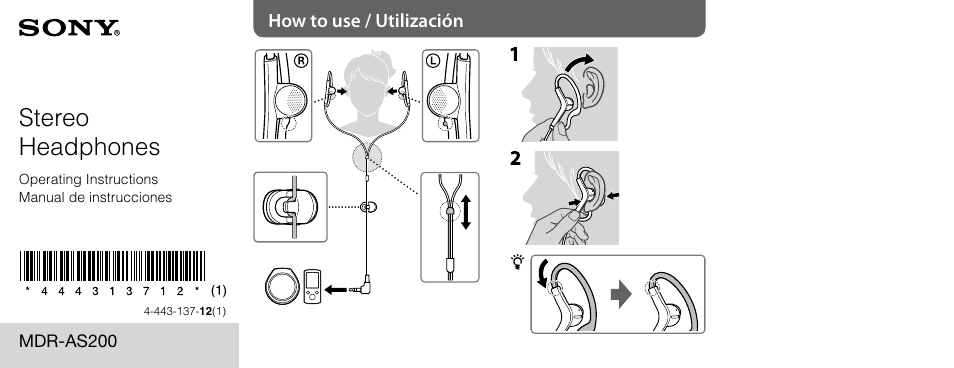 Sony MDR-AS200 User Manual | 2 pages