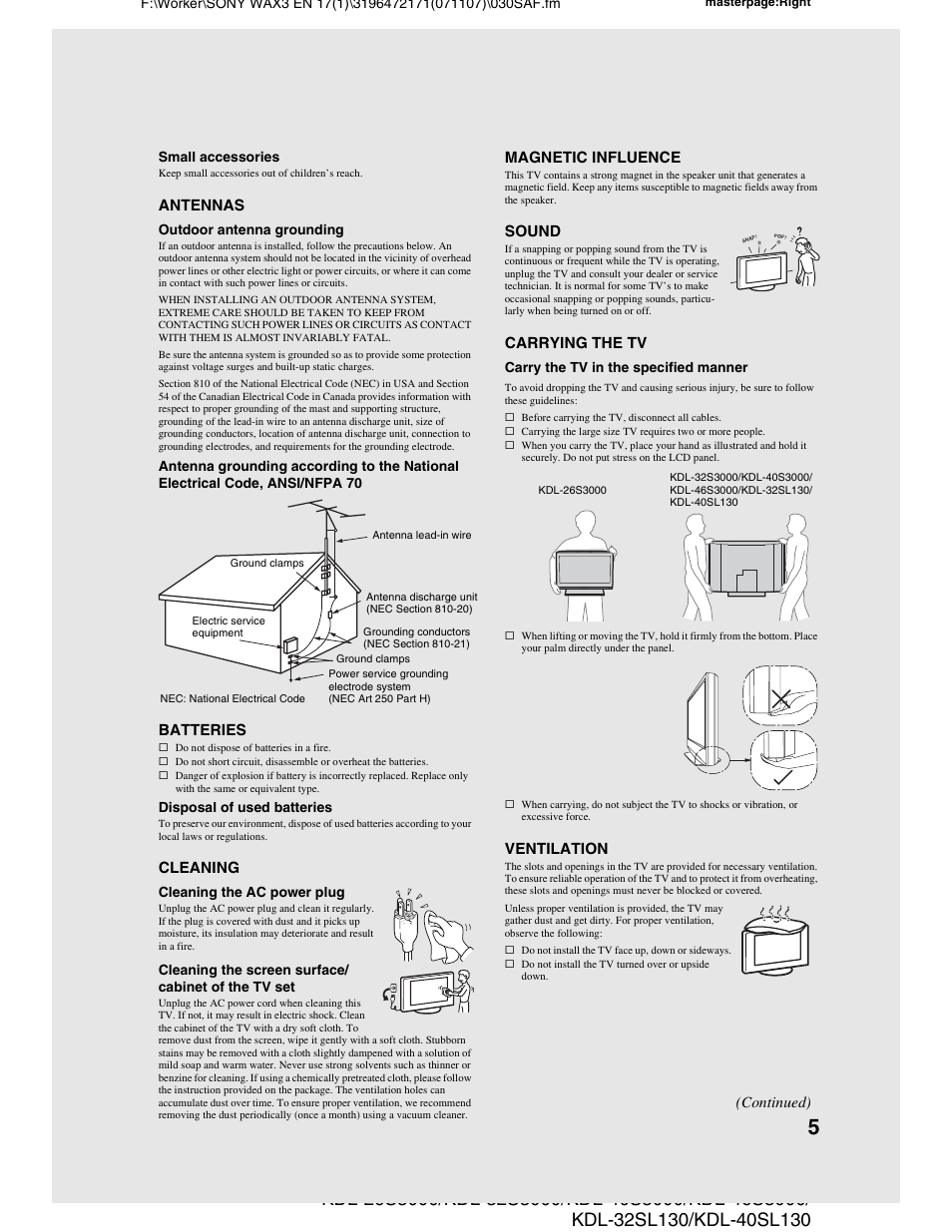 Sony KDL-40SL130 User Manual | Page 5 / 48