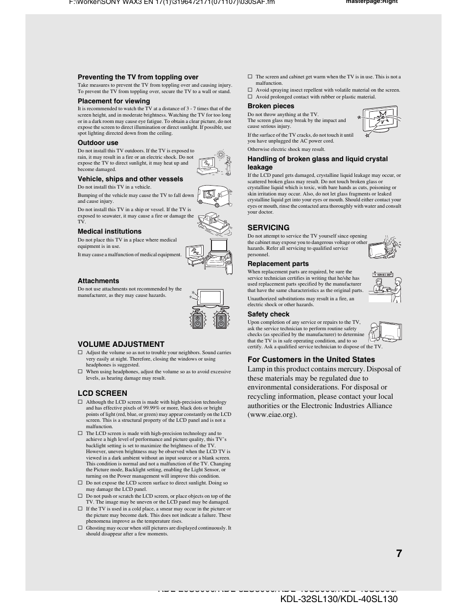 Sony KDL-40SL130 User Manual | Page 7 / 48