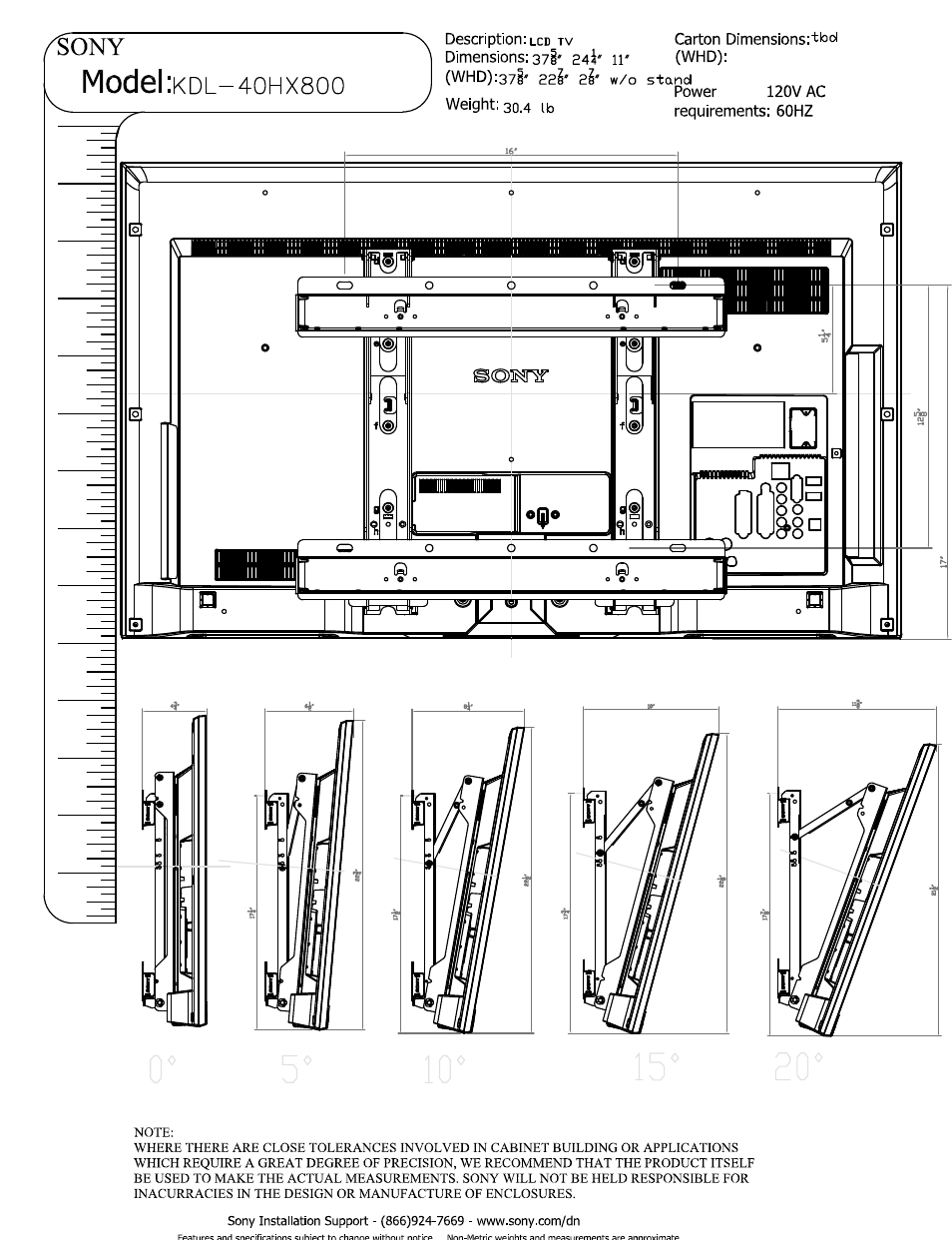 Model, Xsoo | Sony KDL-40HX800 User Manual | Page 3 / 3