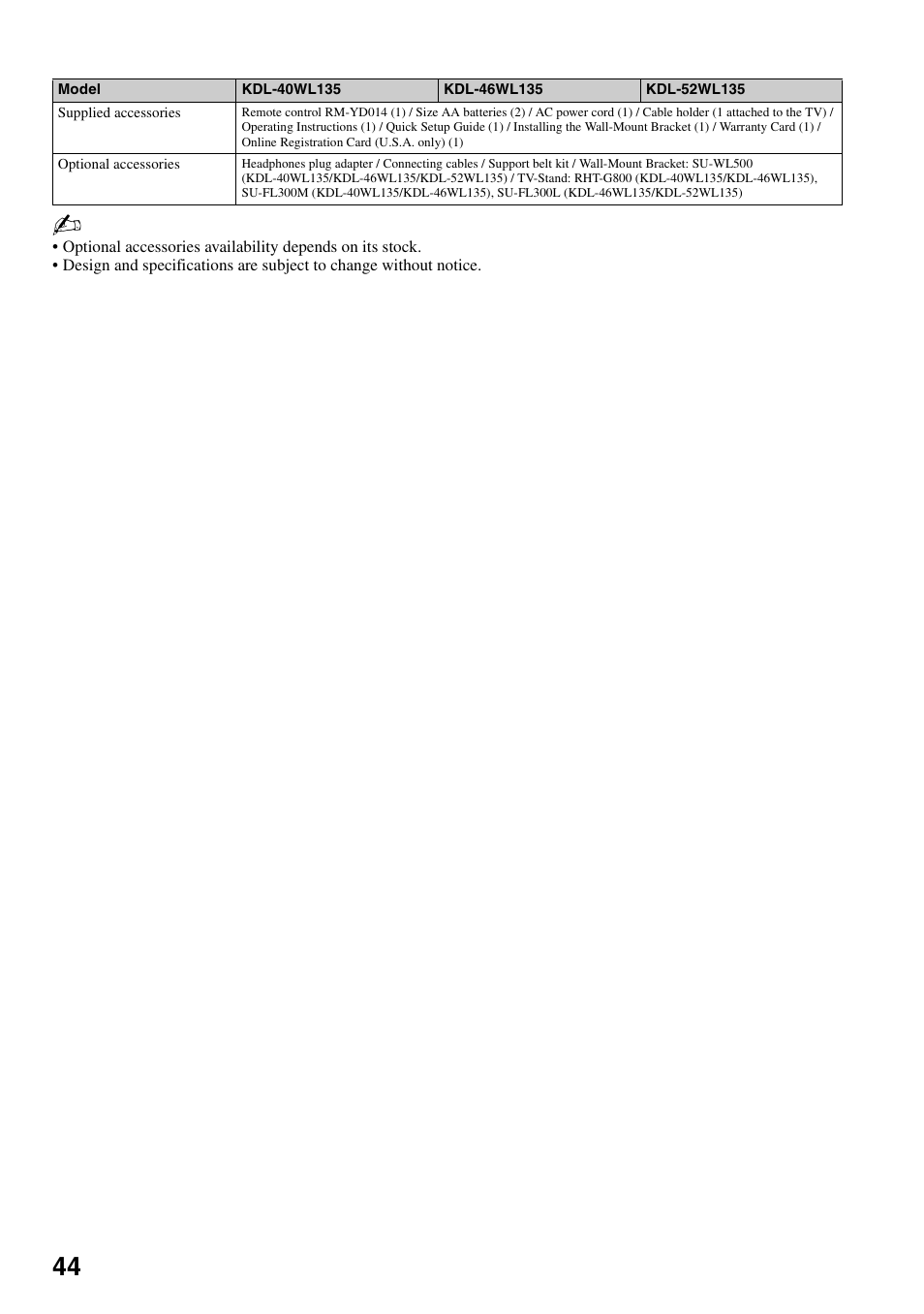 Sony KDL-40WL135 User Manual | Page 44 / 52