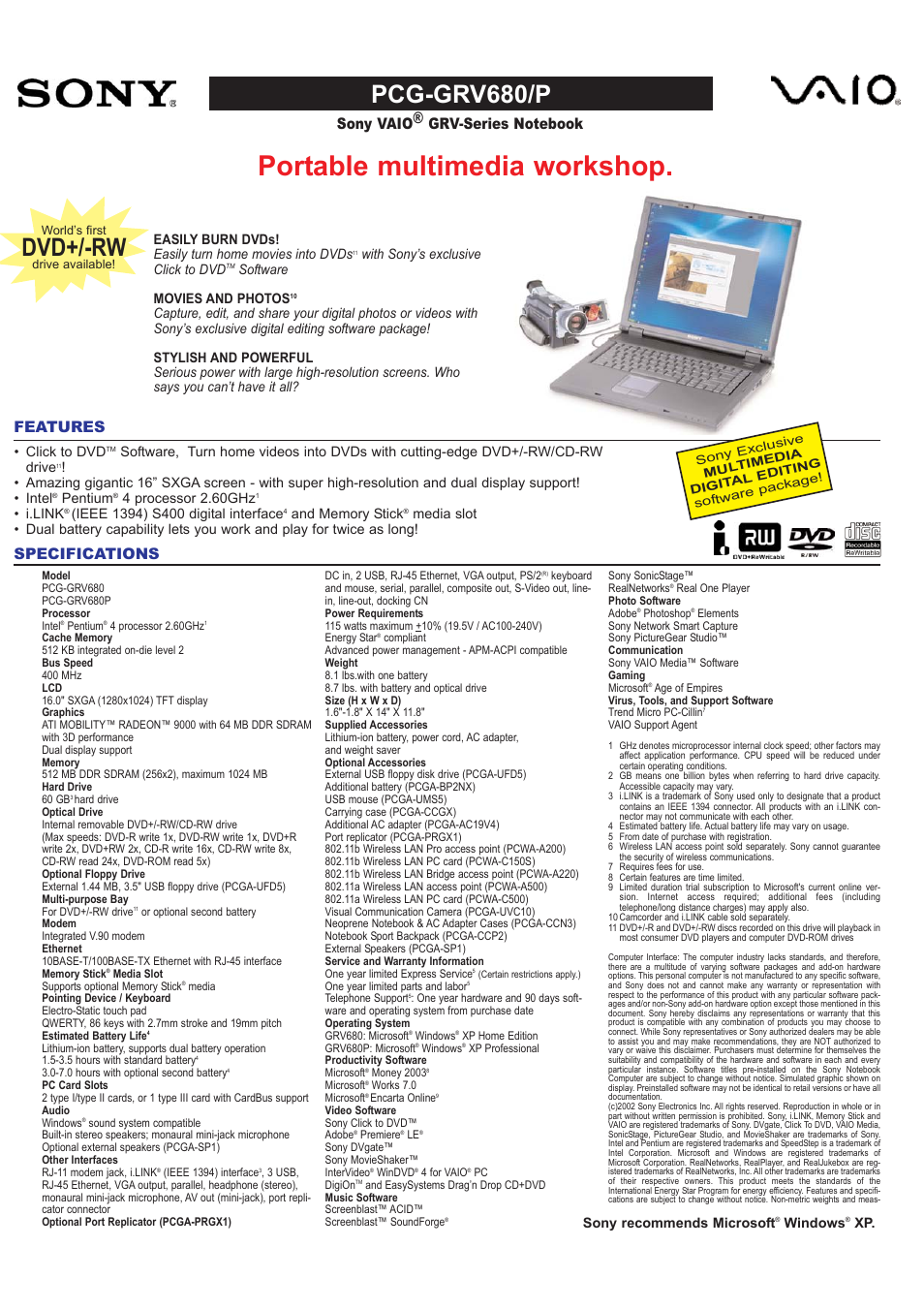 Sony PCG-GRV680P User Manual | 1 page