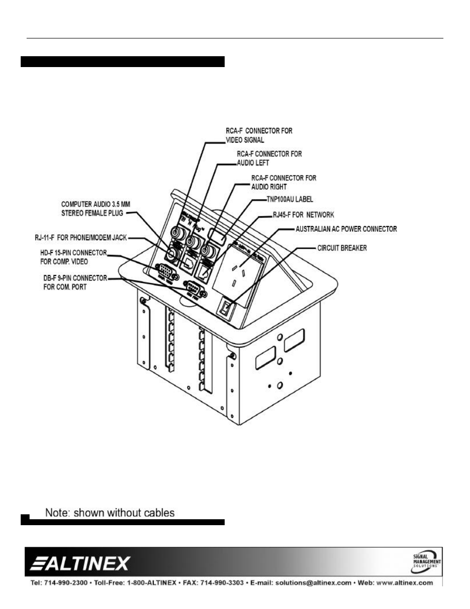 Accessories | Altinex Tilt 'N Plug Interconnect Box TNP100AU User Manual | Page 6 / 13