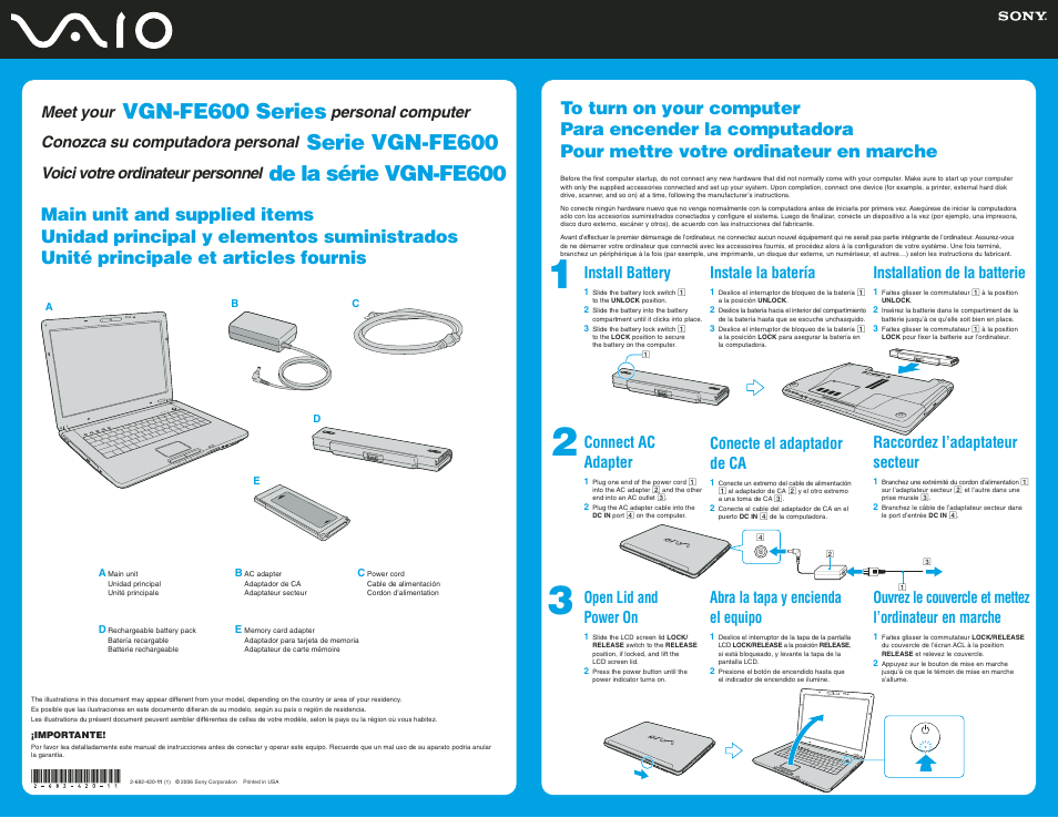 Sony VGN-FE690G User Manual | 2 pages