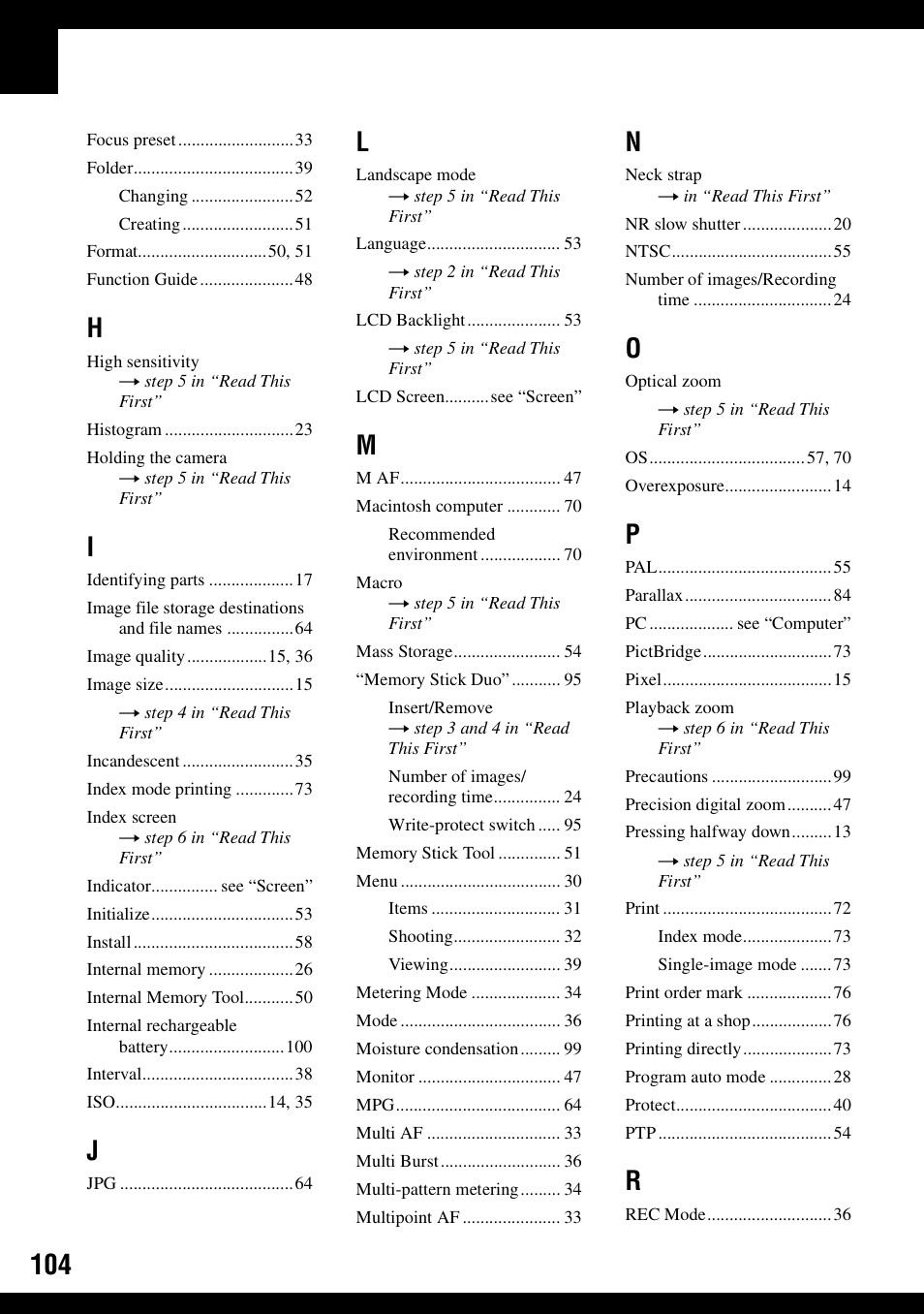 Sony DSC-W30 User Manual | Page 104 / 107