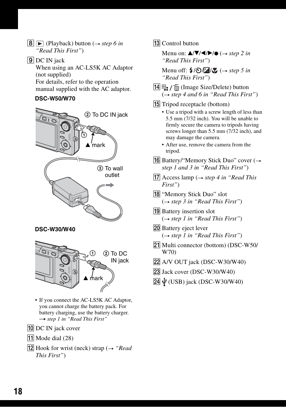 Sony DSC-W30 User Manual | Page 18 / 107