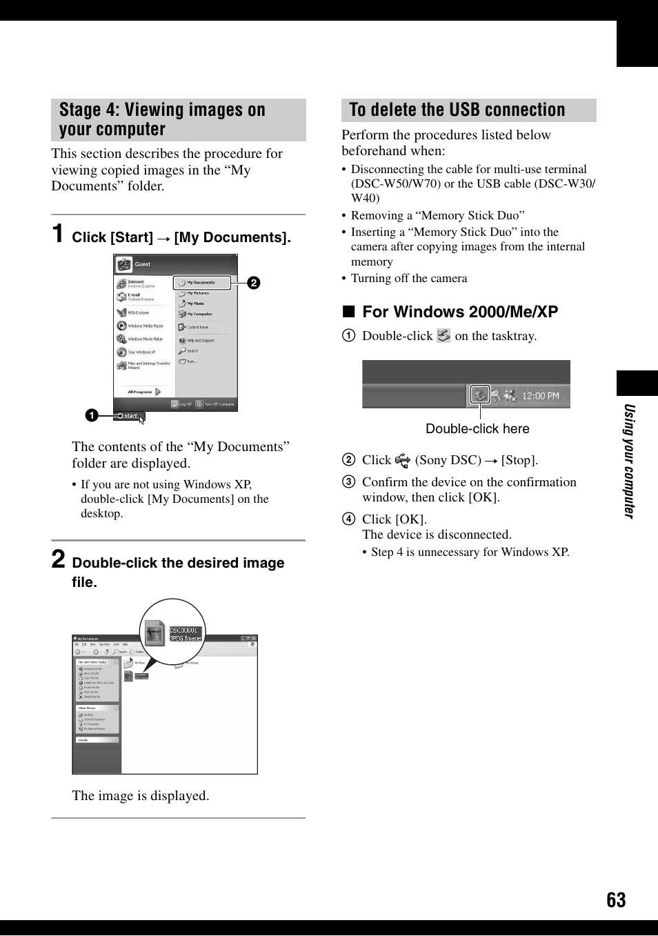 Stage 4: viewing images on your computer | Sony DSC-W30 User Manual | Page 63 / 107