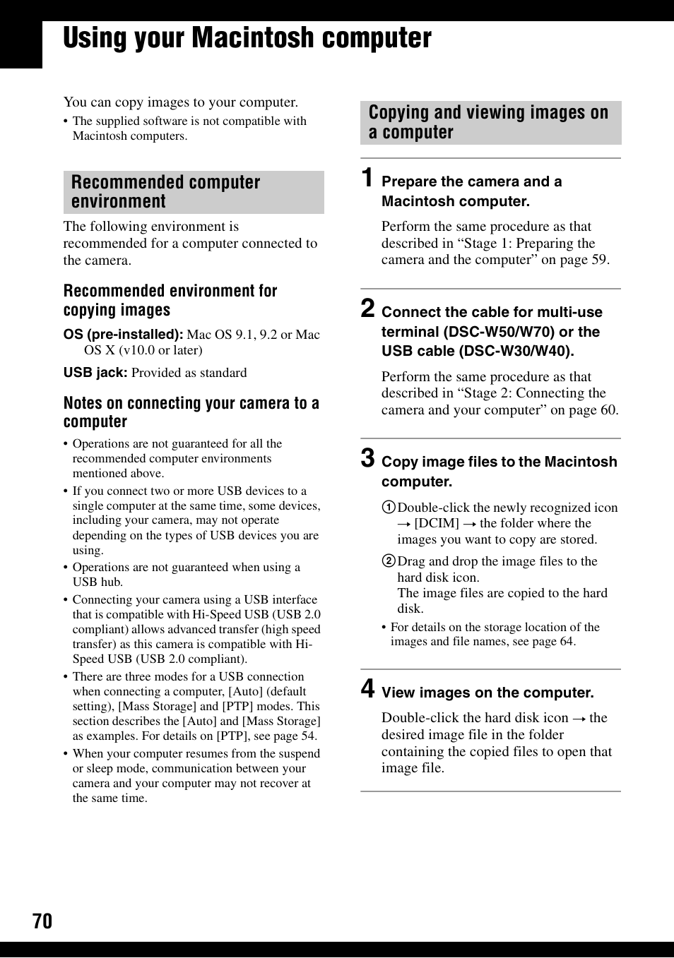 Using your macintosh computer | Sony DSC-W30 User Manual | Page 70 / 107