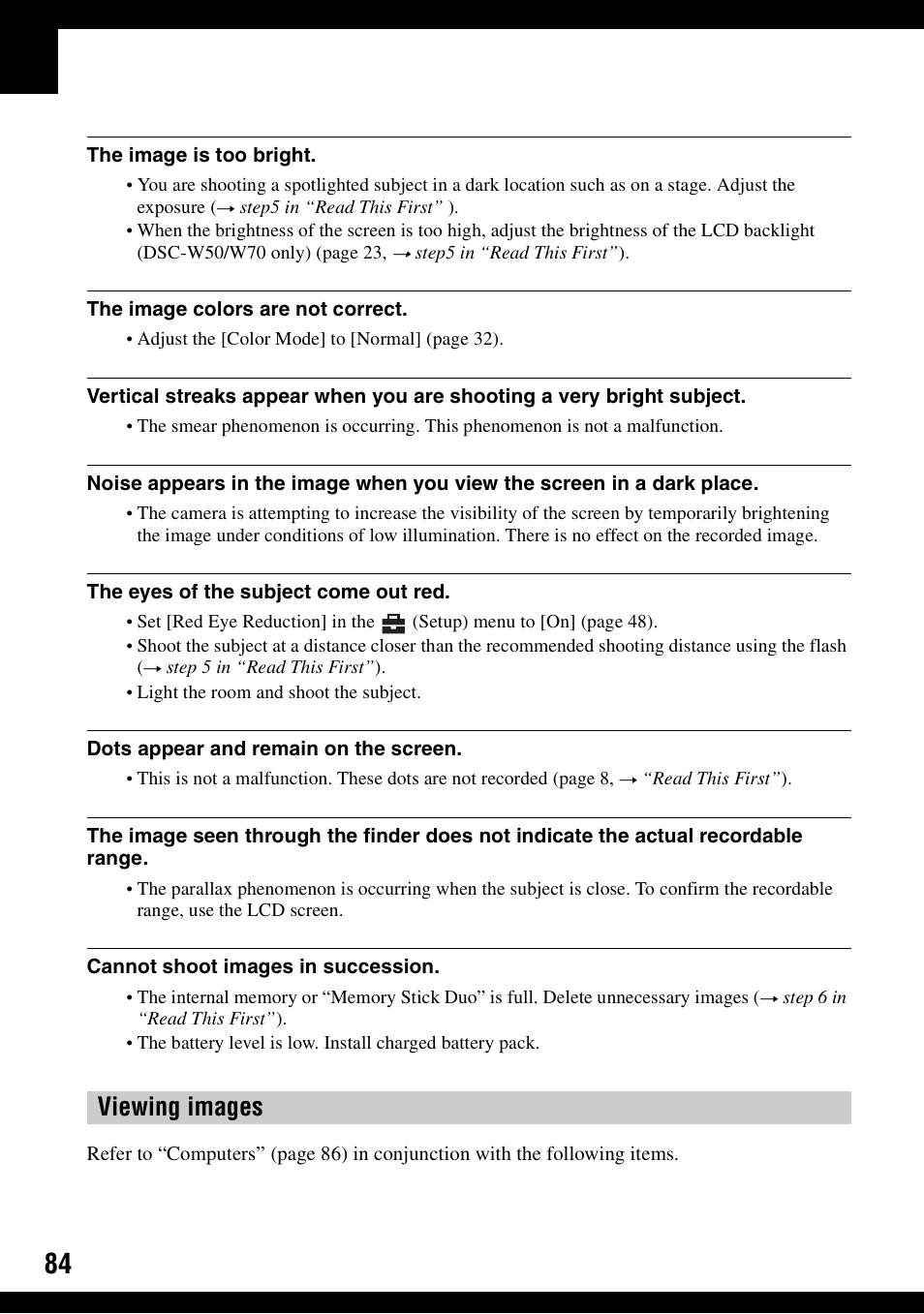 Viewing images | Sony DSC-W30 User Manual | Page 84 / 107