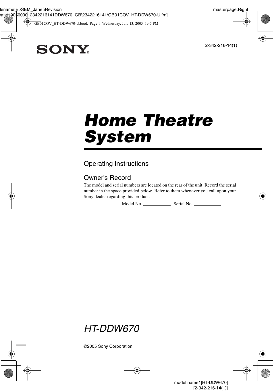 Sony HT-DDW670 User Manual | 44 pages