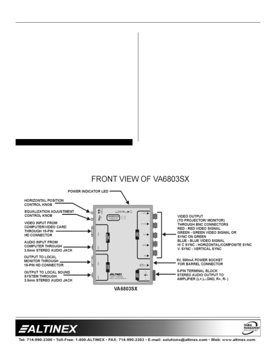 Interfaces | Altinex Compact Analog Interfaces VA6804SX User Manual | Page 7 / 13