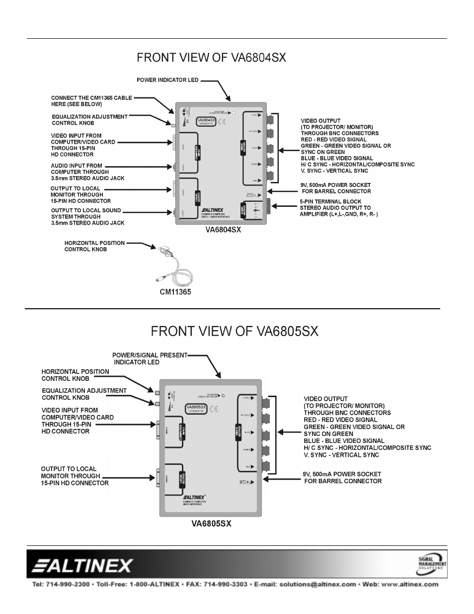 Interfaces | Altinex Compact Analog Interfaces VA6804SX User Manual | Page 8 / 13