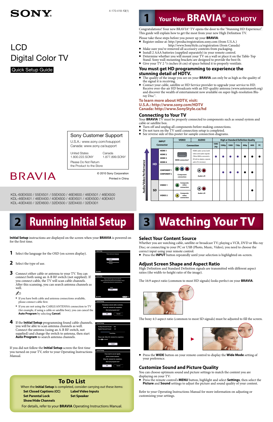 Sony KDL-55EX500 User Manual | 2 pages