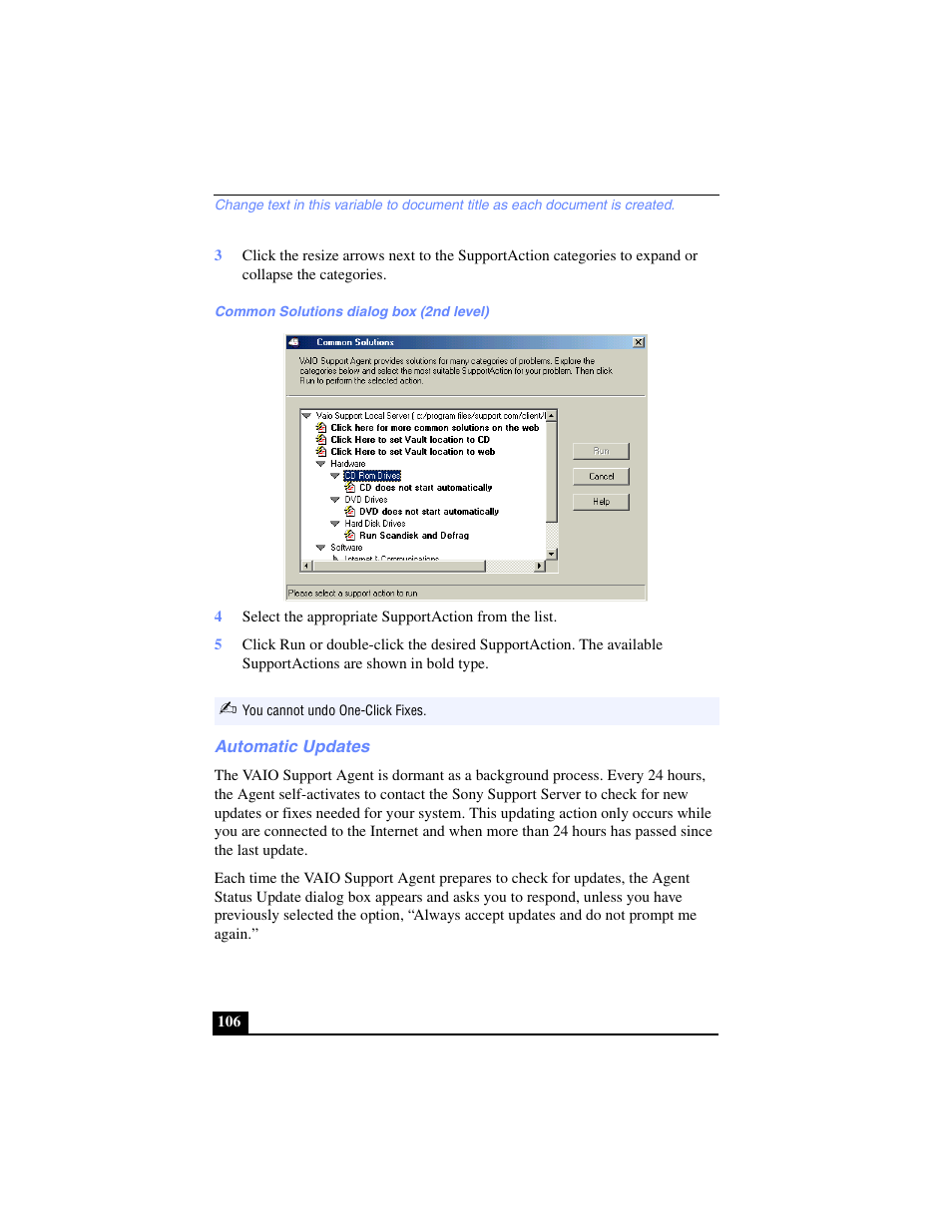 Automatic updates | Sony PCG-FX270K User Manual | Page 106 / 138