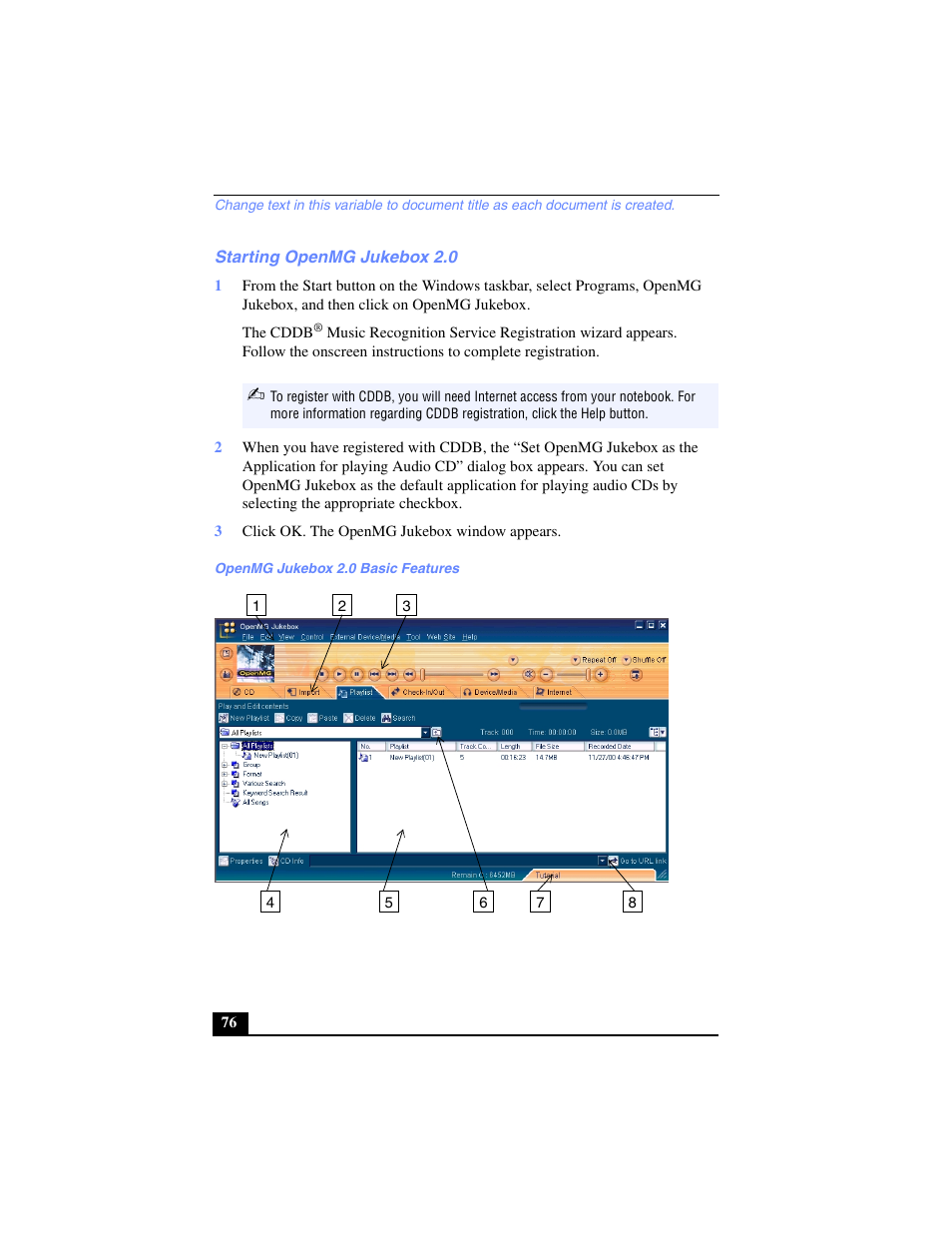 Starting openmg jukebox 2.0 | Sony PCG-FX270K User Manual | Page 76 / 138