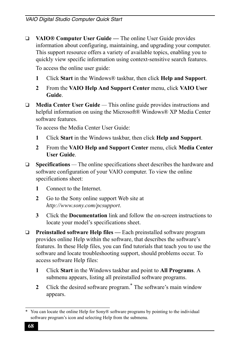 Sony VGC-RA820G User Manual | Page 68 / 72