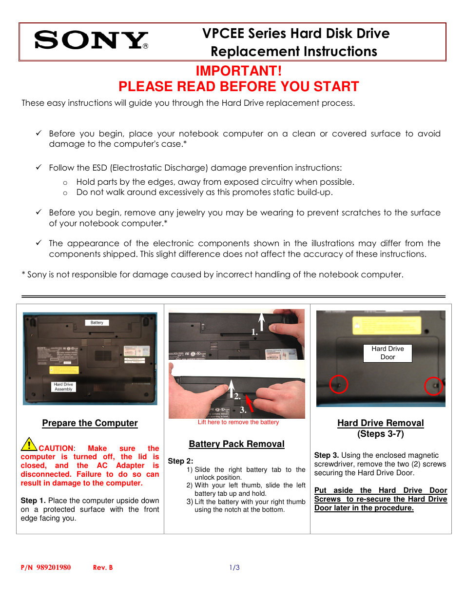 Sony VPCEE32FX User Manual | 3 pages