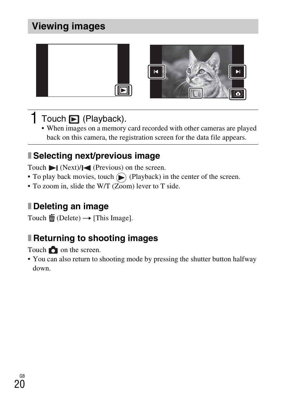 Viewing images | Sony DSC-TX200V User Manual | Page 20 / 68