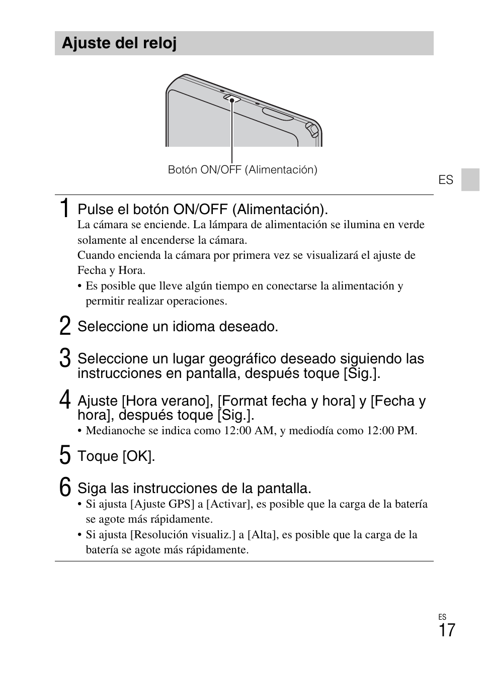 Ajuste del reloj | Sony DSC-TX200V User Manual | Page 49 / 68