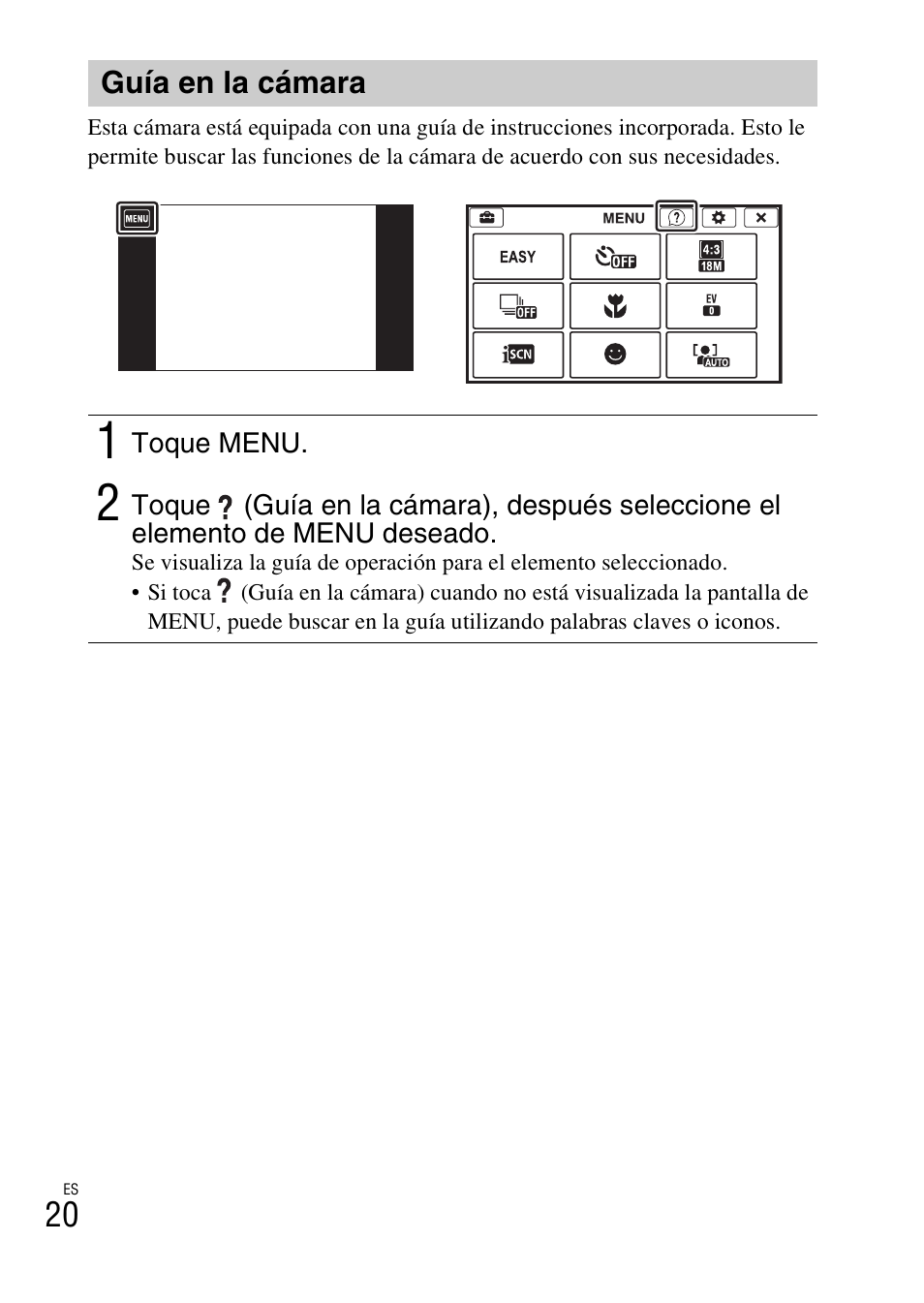 Guía en la cámara | Sony DSC-TX200V User Manual | Page 52 / 68