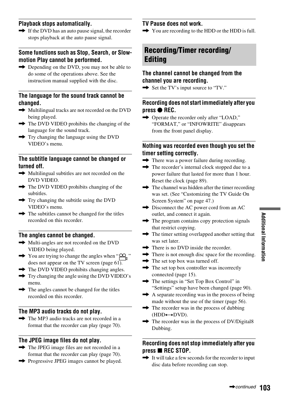 Recording/timer recording/ editing | Sony RDR-HX715 User Manual | Page 103 / 124