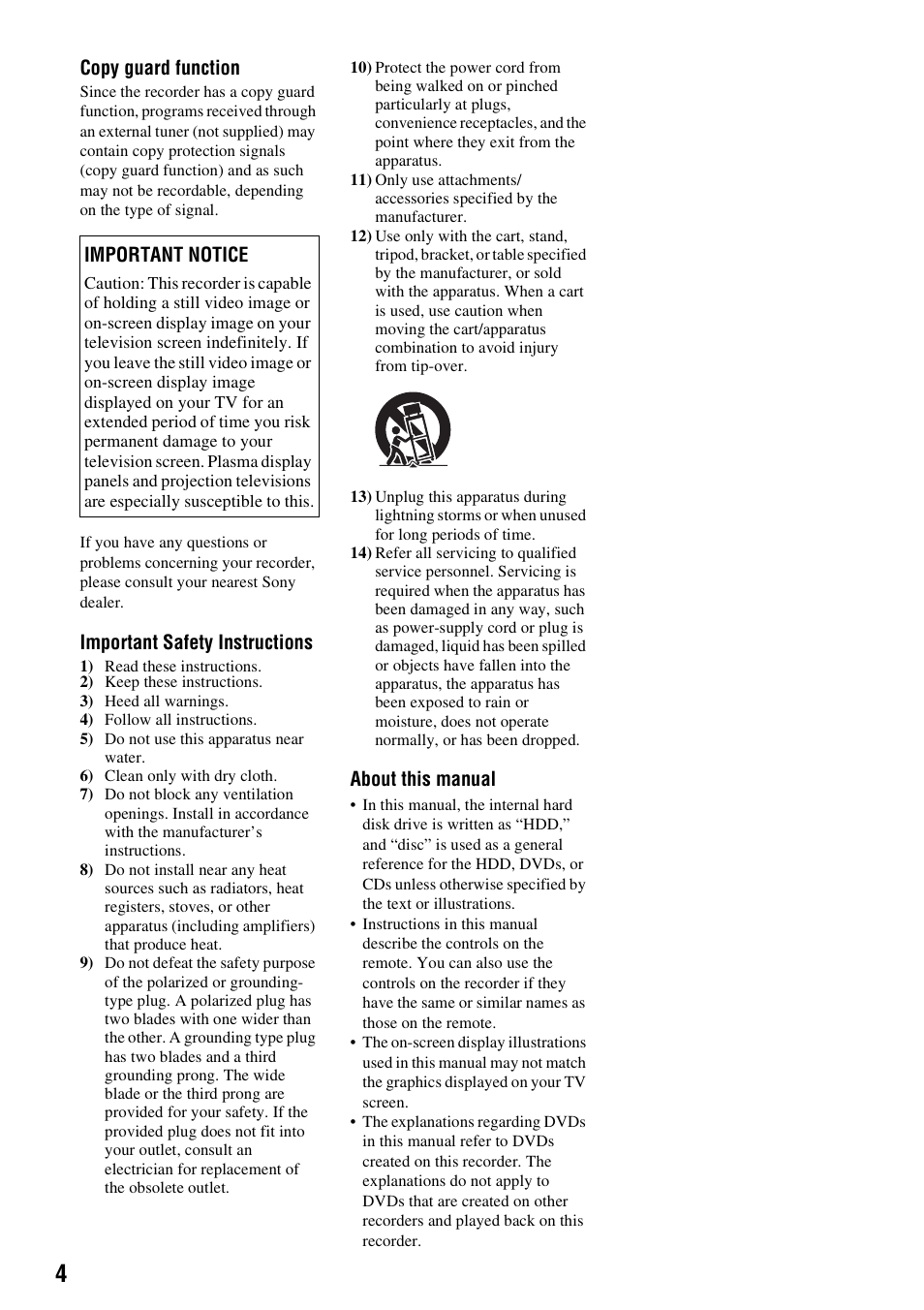 Sony RDR-HX715 User Manual | Page 4 / 124