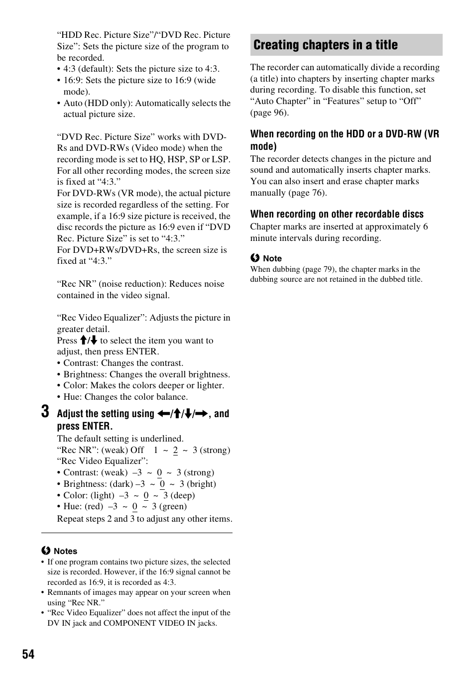 Creating chapters in a title | Sony RDR-HX715 User Manual | Page 54 / 124