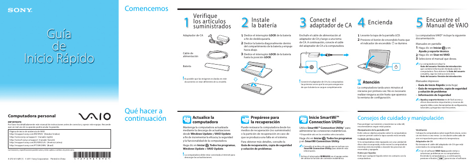 Sony VPCYB15KX User Manual | 2 pages