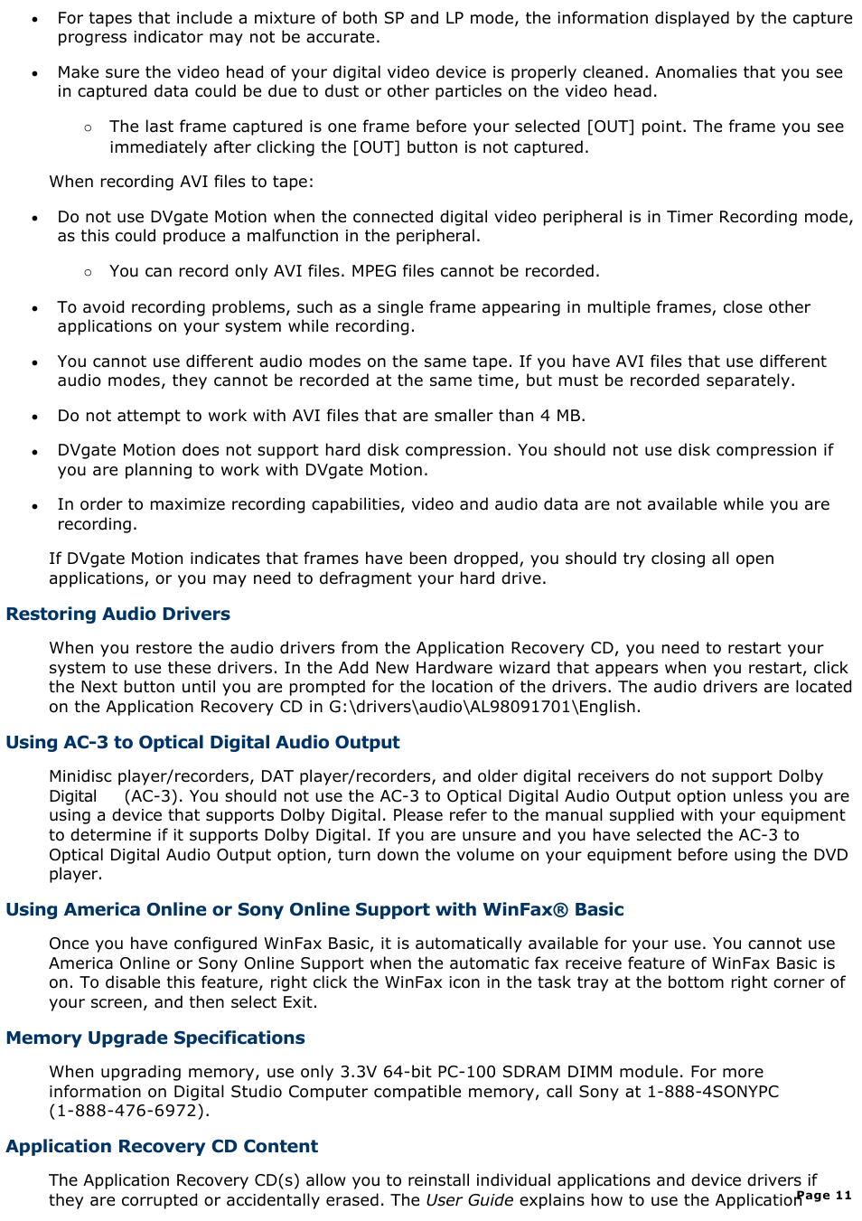 Sony PCV-E314DS User Manual | Page 11 / 855