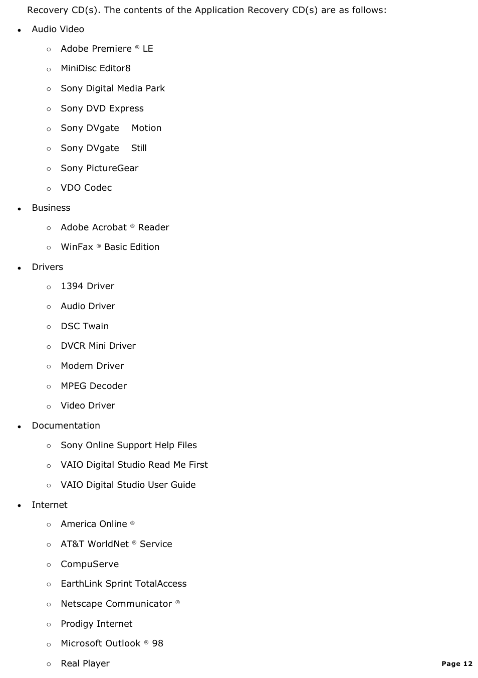 Sony PCV-E314DS User Manual | Page 12 / 855