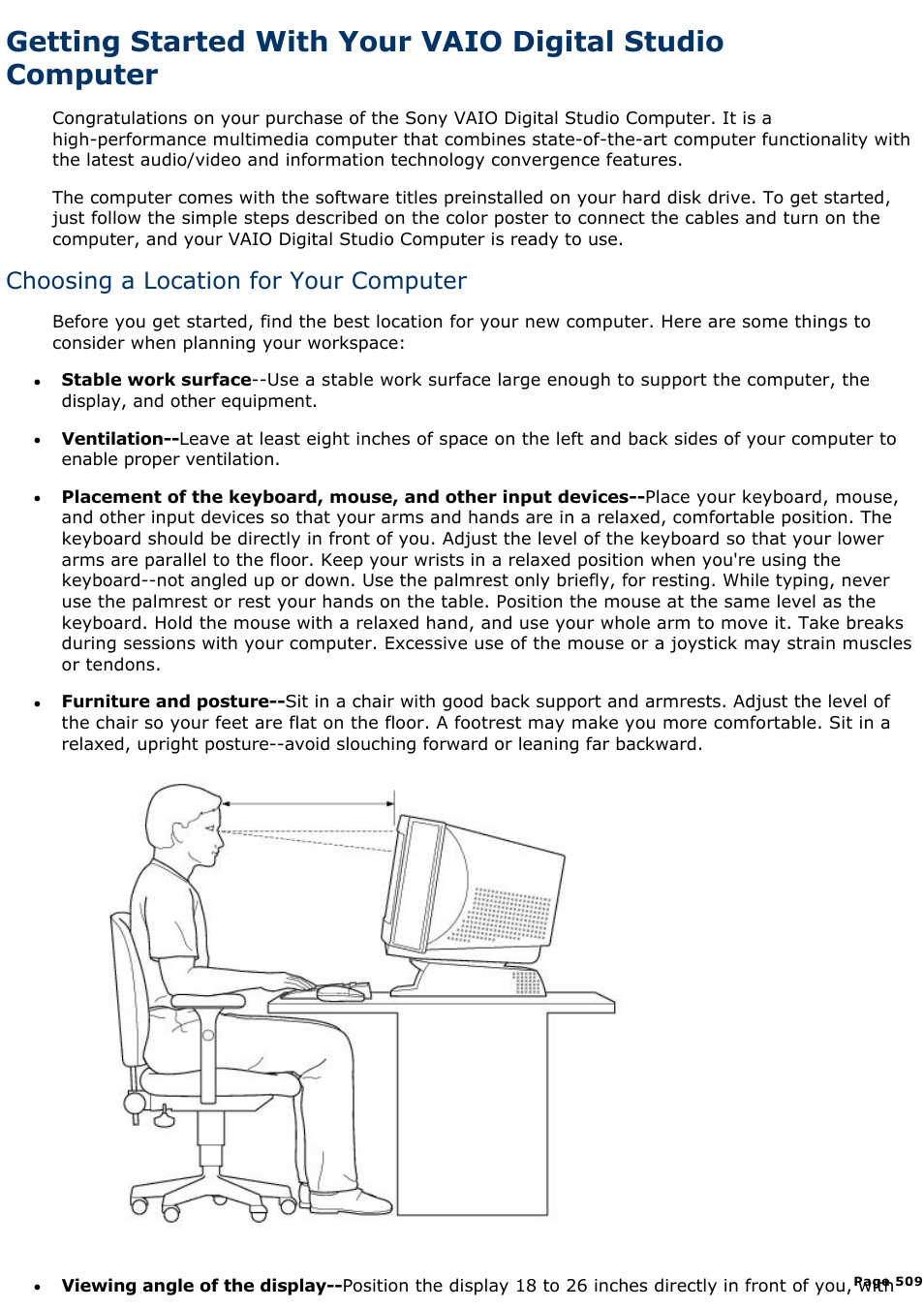 Registering windows® 98, Choosing a location for your computer | Sony PCV-E314DS User Manual | Page 509 / 855