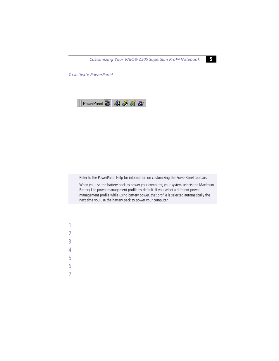 To activate powerpanel | Sony PCG-Z505HSK User Manual | Page 5 / 14