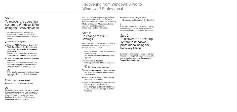 Step 1: to change the bios settings | Sony SVF1521BGXB User Manual | Page 2 / 2