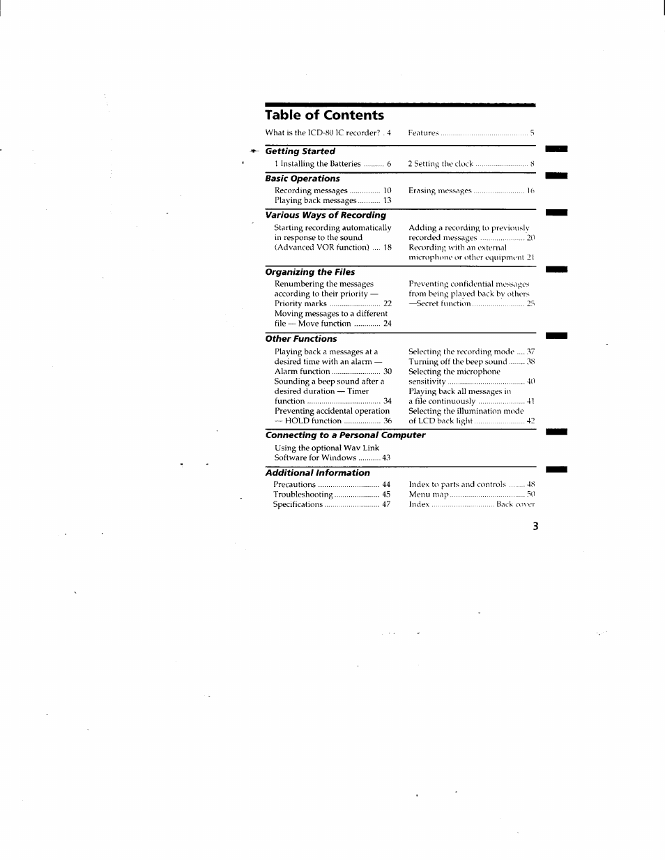 Sony ICD-80 User Manual | Page 3 / 52