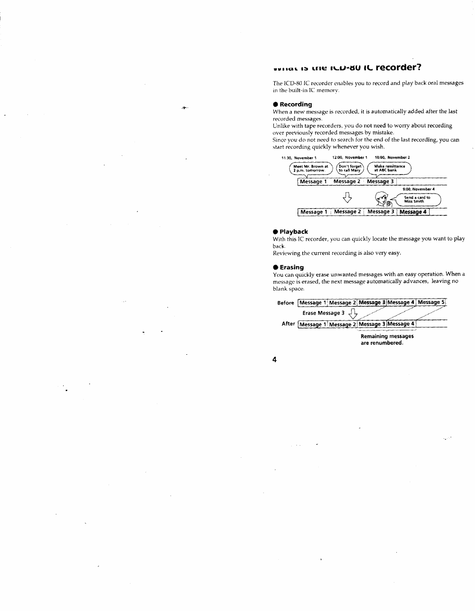 A«. 1» irie i«^u-ou le recorder, Irie i«^u-ou le recorder | Sony ICD-80 User Manual | Page 4 / 52