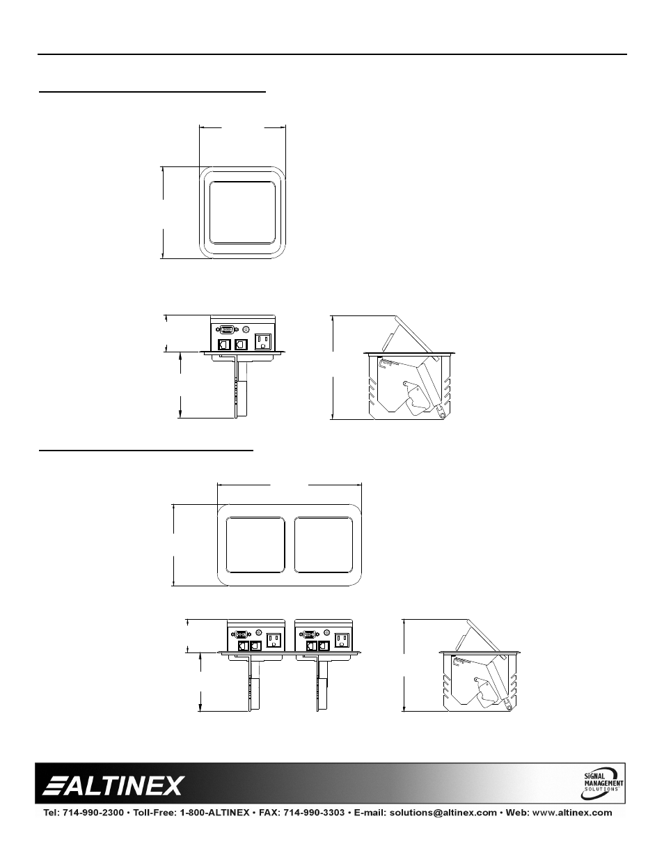 Diagram 2: single unit dimensions, Diagram 3: dual unit dimensions, Tabletop solutions | Altinex TILT `N PLUG TNP151C User Manual | Page 7 / 11