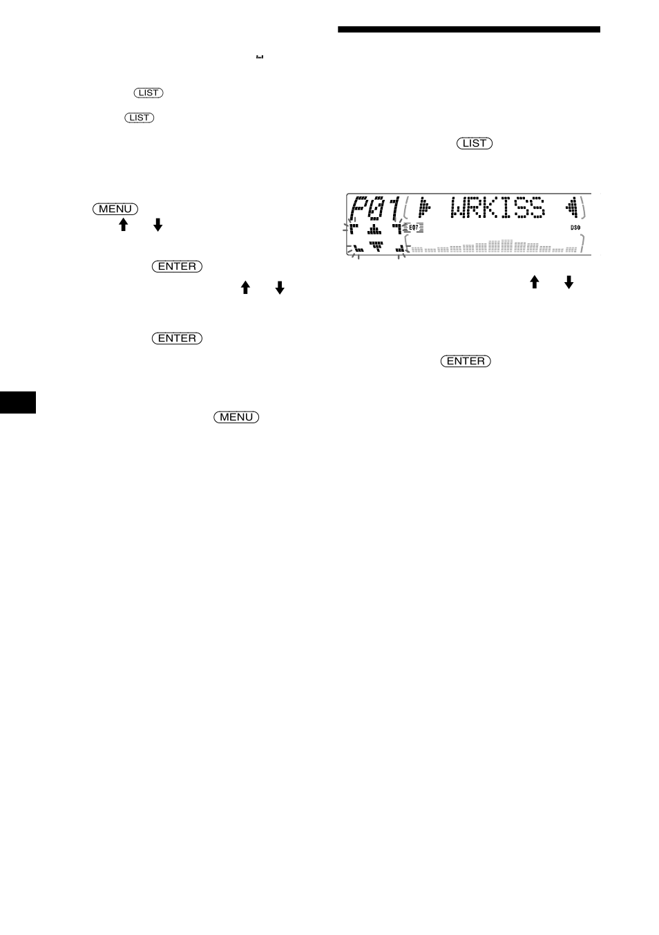 Syntonisation d’une station à partir d’une liste, Affichage automatique des titres | Sony CDX-M730 User Manual | Page 42 / 84
