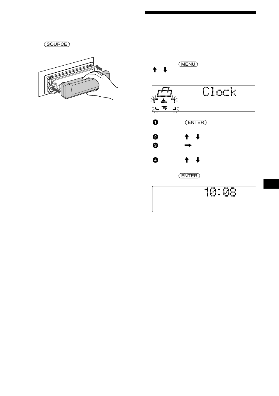 Ajuste del reloj | Sony CDX-M730 User Manual | Page 63 / 84