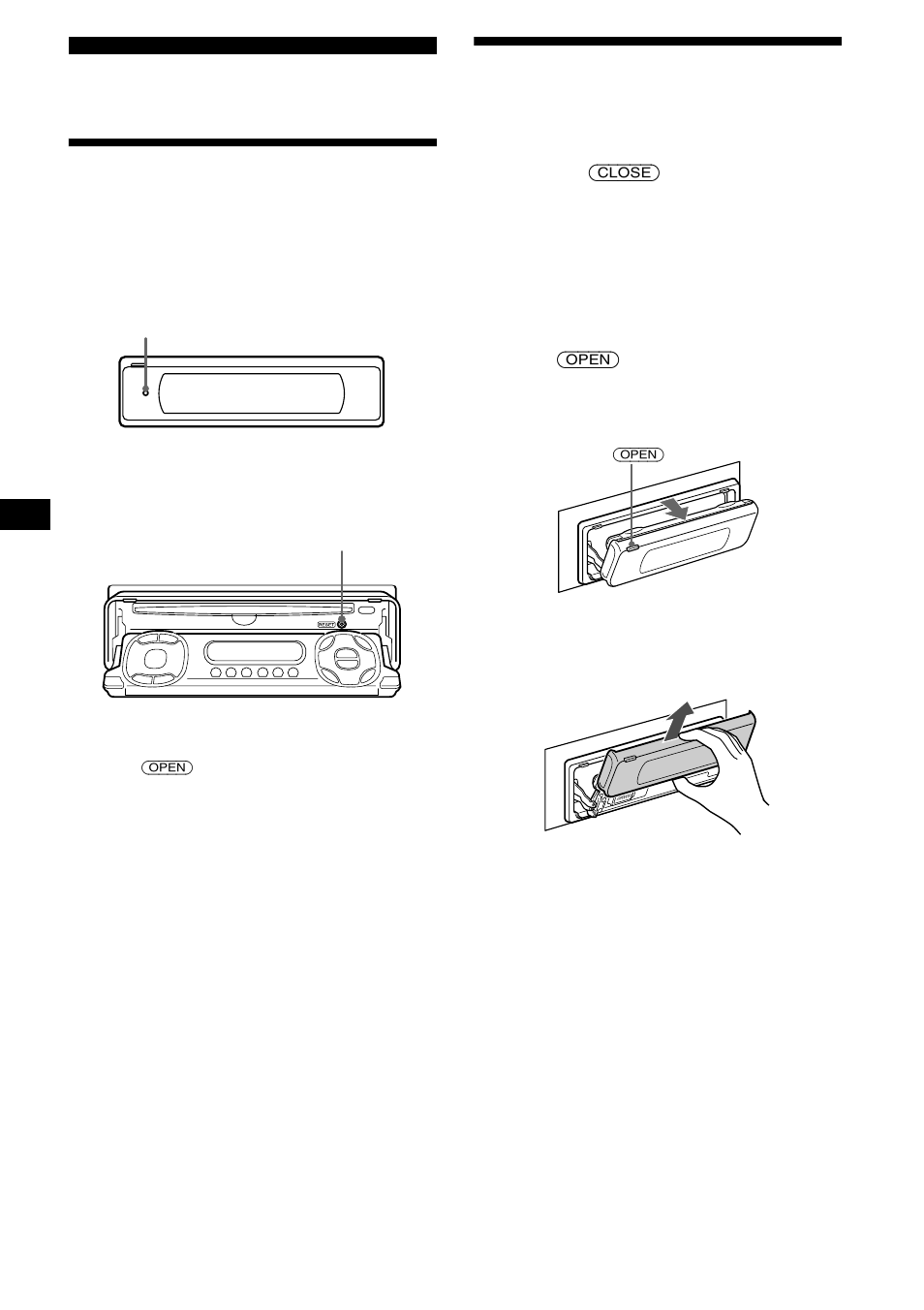 Getting started, Resetting the unit, Detaching the front panel | Resetting the unit detaching the front panel, Tton 8 | Sony CDX-M730 User Manual | Page 8 / 84
