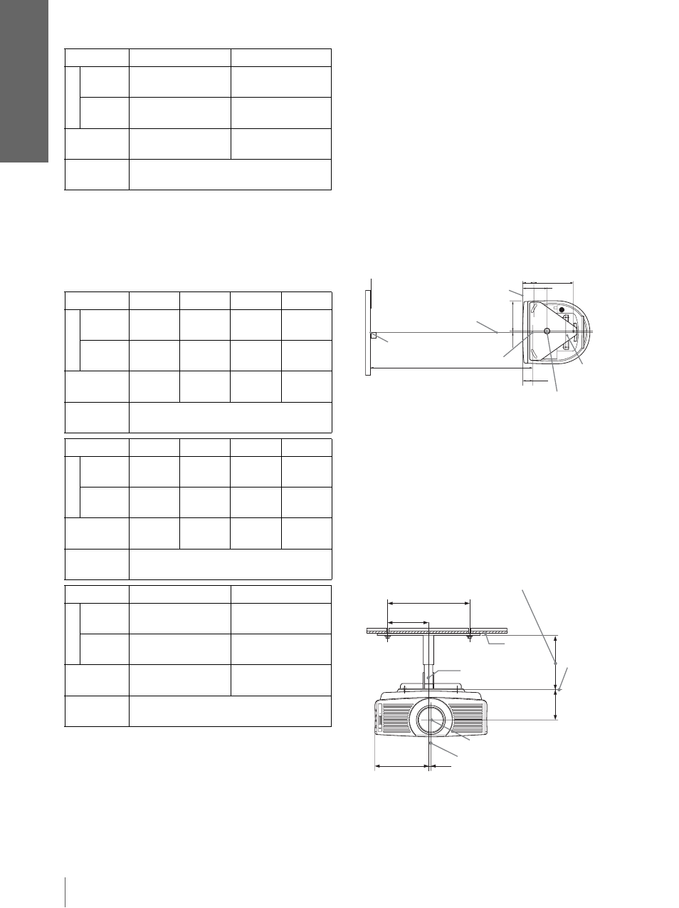 Attaching the projector suspension support pss-610, When using the 4:3 aspect ratio screen | Sony VPL-HS20 User Manual | Page 12 / 240