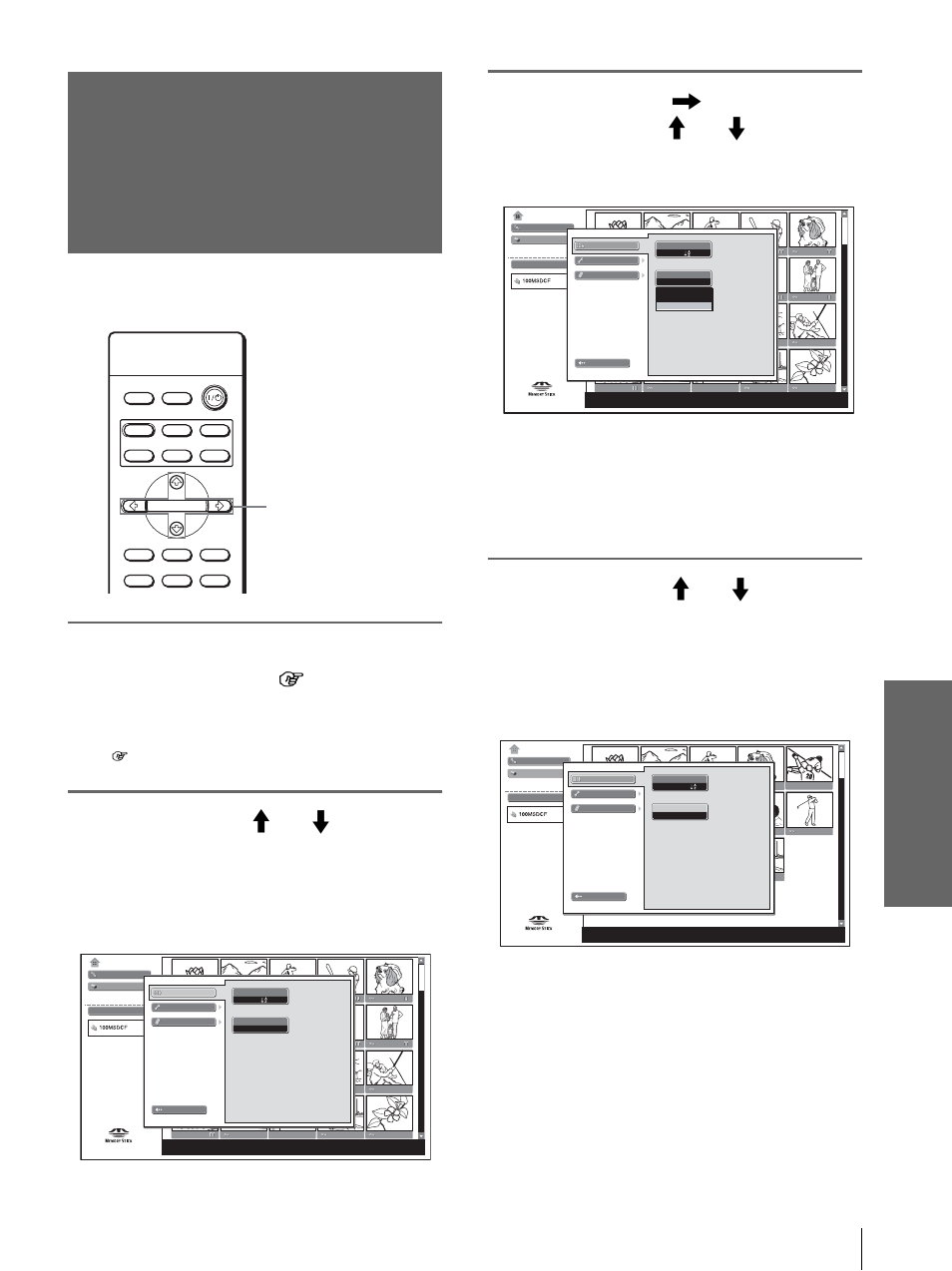 Affichage d’images fixes ou d’images vidéo, Util is ati o n d’ u n « m emory s tic k | Sony VPL-HS20 User Manual | Page 137 / 240