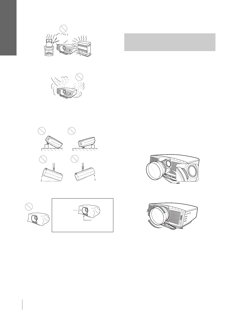 Using the optional conversion lens | Sony VPL-HS20 User Manual | Page 8 / 240