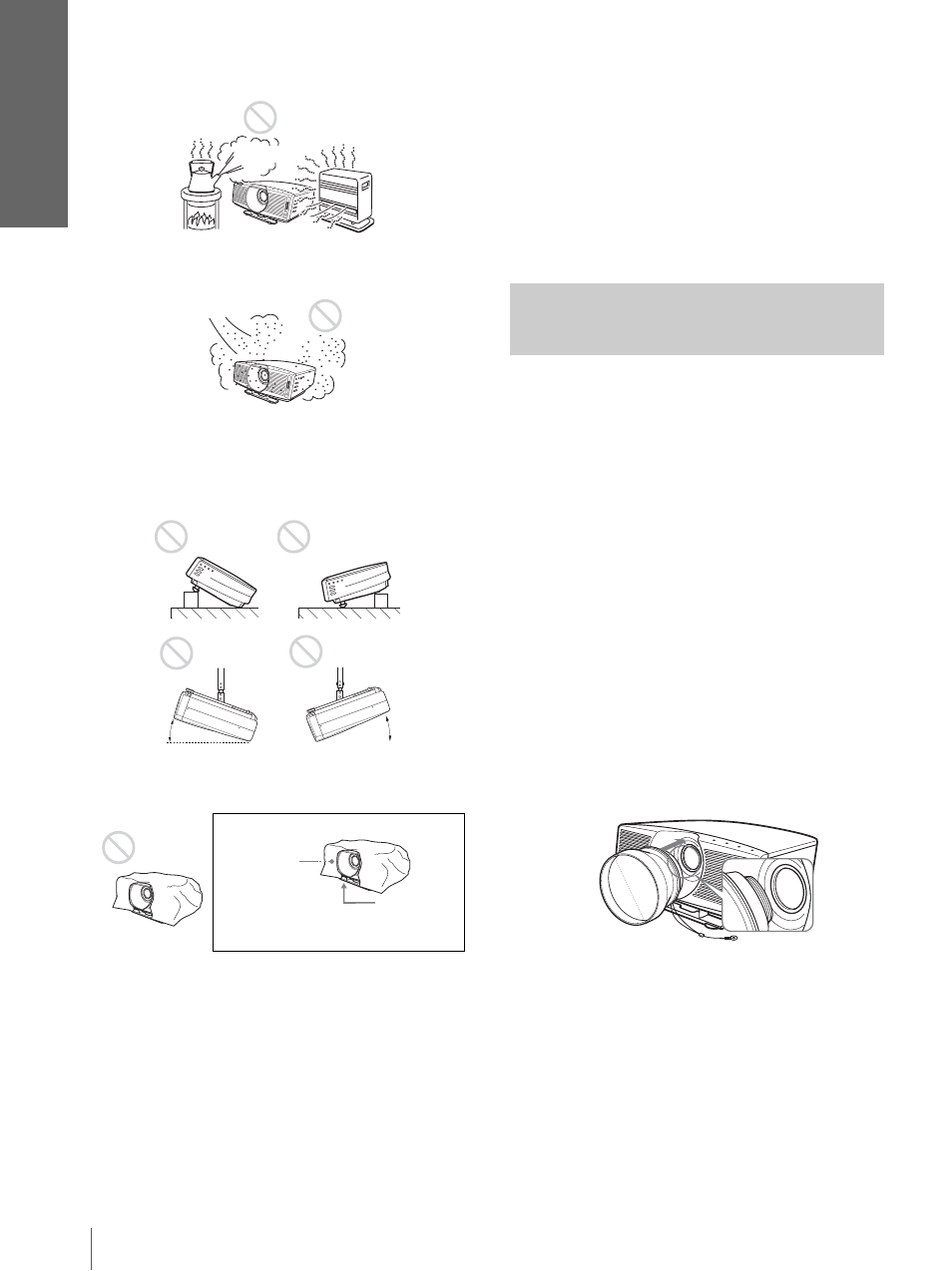 Utilisation du convertisseur de focale en option, Racc o rdem e n ts e t pr épara tif s | Sony VPL-HS20 User Manual | Page 86 / 240