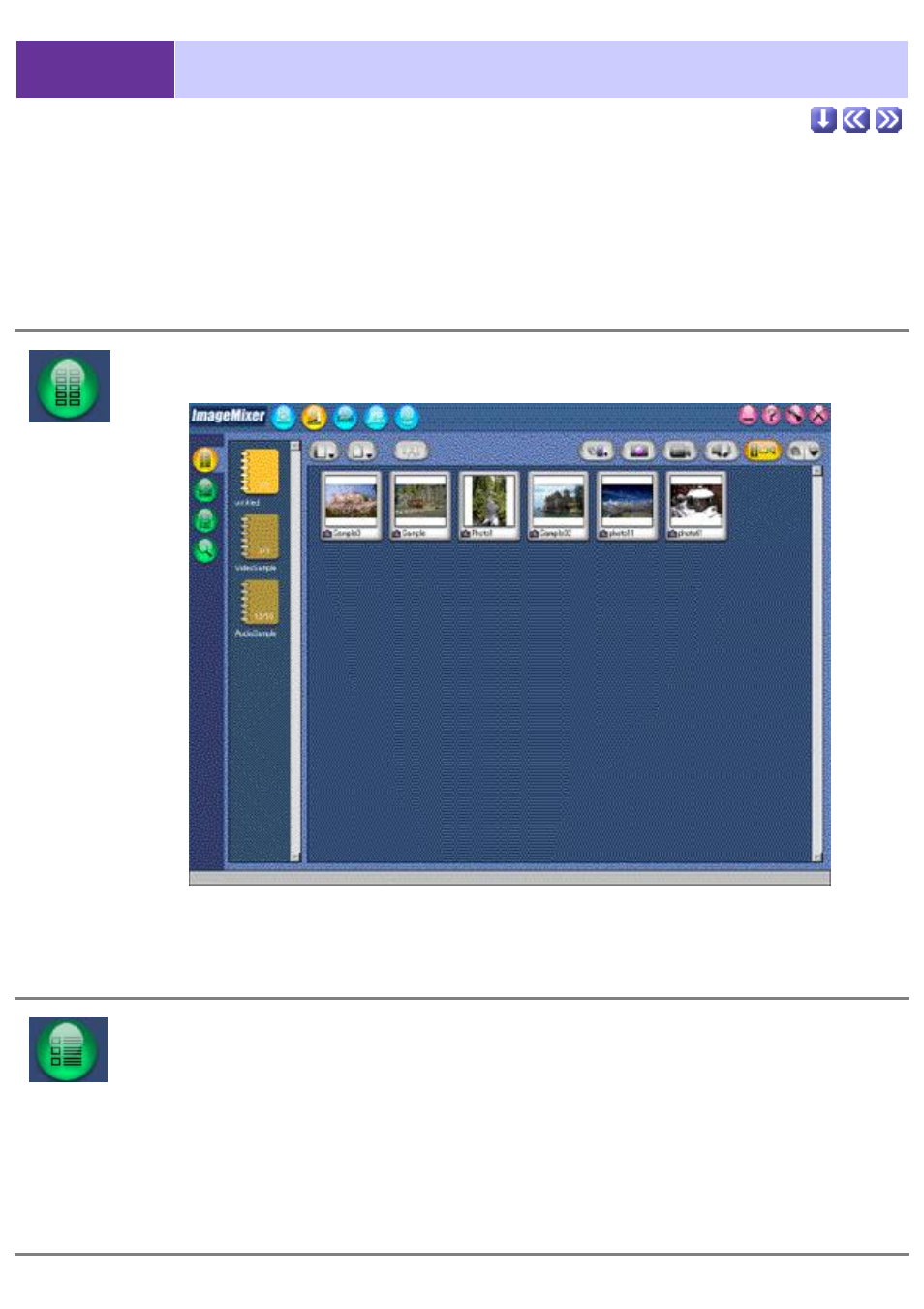 Thumbnail views, Thumbnail view, Thumbnail/file information view | Thumbnail/detailed file, Information view, Thumbnail display buttons, 6 thumbnail views | Sony DCR-TRV39 User Manual | Page 82 / 237