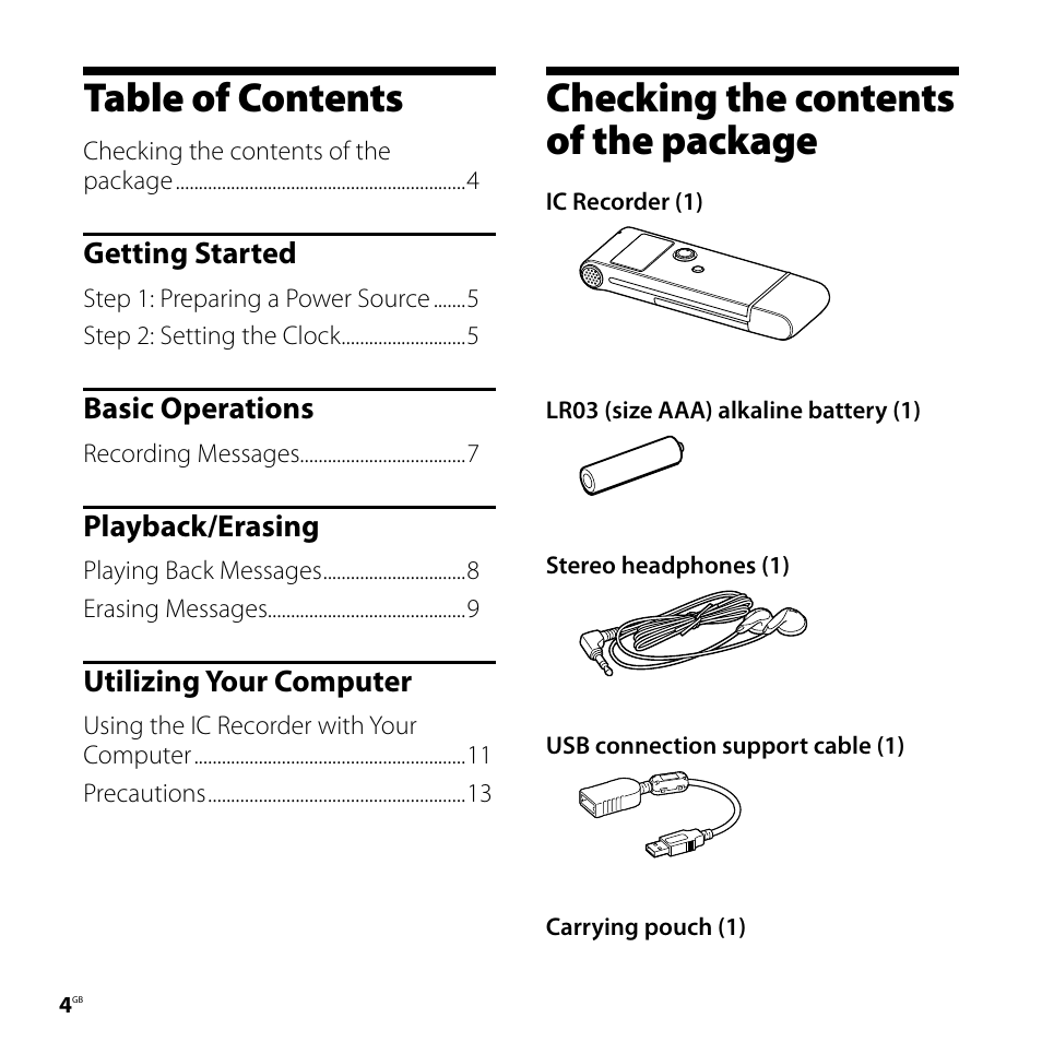 Sony ICD-UX80 User Manual | Page 4 / 60