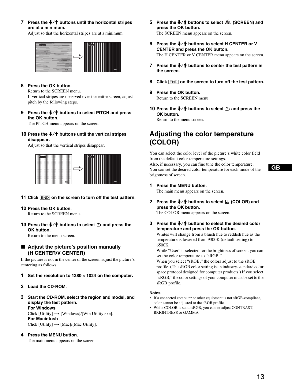 Adjusting the color temperature (color), Color | Sony SDM-HS74P User Manual | Page 13 / 21