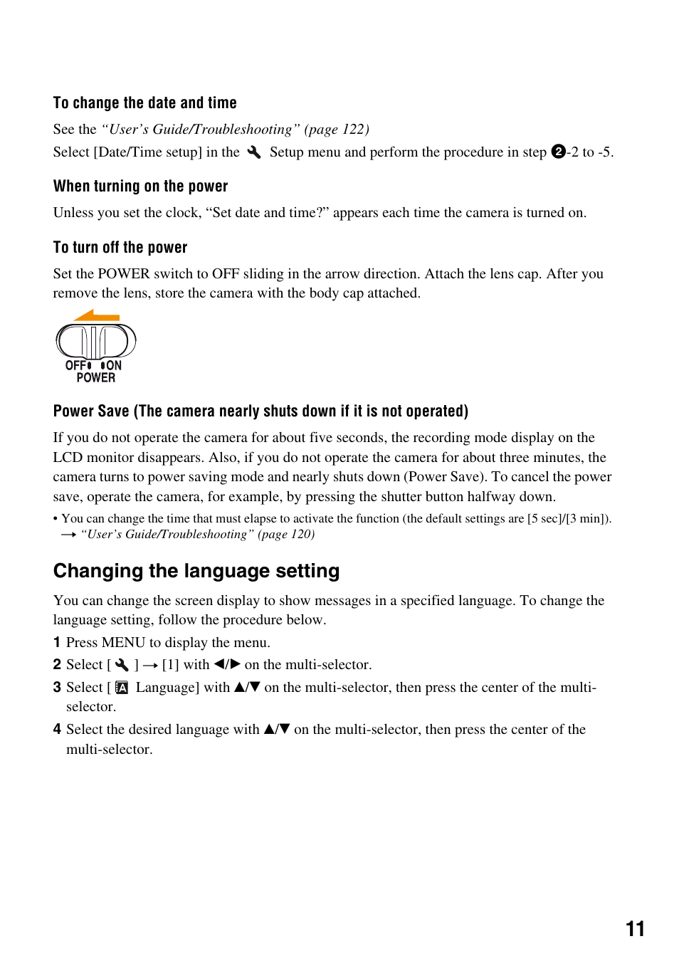 Changing the language setting | Sony DSLR-A700K User Manual | Page 11 / 19