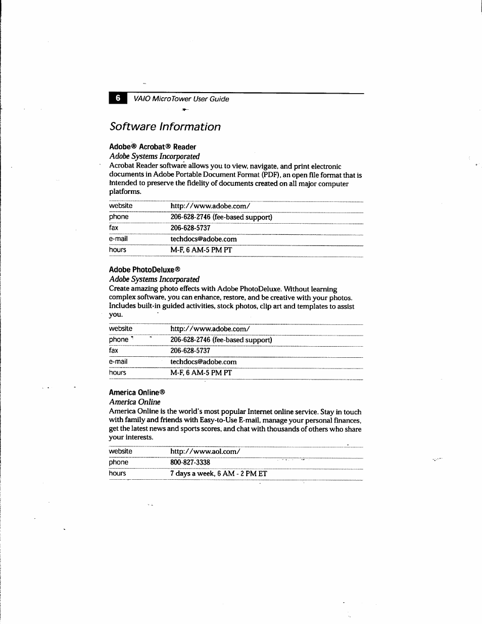 Software information | Sony PCV-E205 User Manual | Page 14 / 119